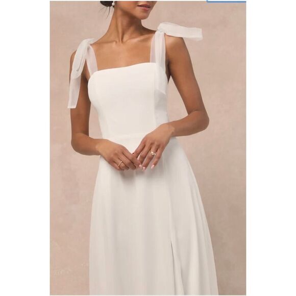 Lulus Radiant Romance Tie Strap Maxi Wedding Dress New XL - Picture 4 of 5